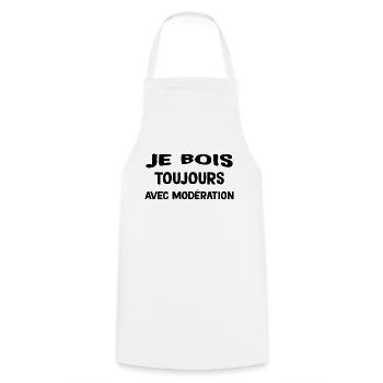 Je Bois Toujours Avec Modération Cadeau Apéro - Tablier de cuisine - blanc - Devant - AI Model Male 185 dark (185cm)