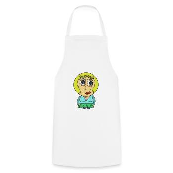 Rundkopf Frau Comicfigur blond Blondine Hübsch wtf - Kochschürze - Weiß - Vorne - AI Model Male 185 dark (185cm)