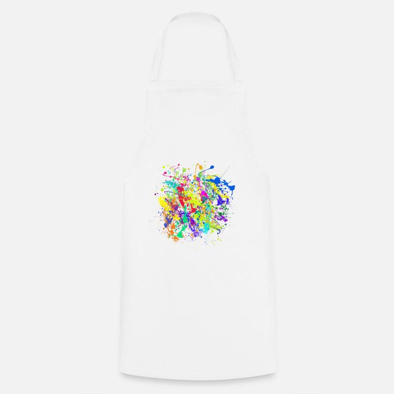 Taches colorées d'éclaboussures de peinture - Tablier de cuisine - blanc