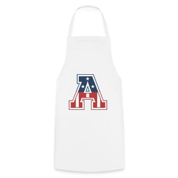 Letter A USA - Cooking Apron - white - Front - AI Model Male 185 dark (185cm)