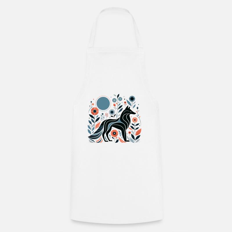 Floral Wolf - Cooking Apron - white