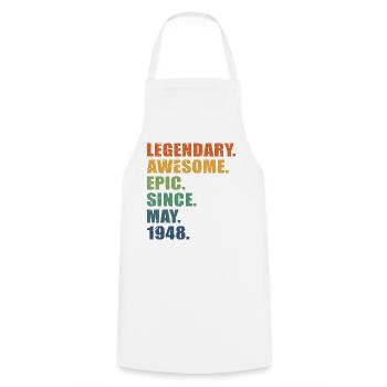 75th Birthday, May 1948, 75 Year Anniversary - Cooking Apron - white - Front - AI Model Male 185 dark (185cm)