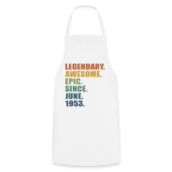 70e anniversaire, juin 1953, 70e anniversaire - Tablier de cuisine - blanc - Devant - AI Model Male 185 dark (185cm)