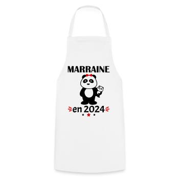 Marraine en 2024, annonce grossesse, famille - Tablier de cuisine - blanc - Devant - AI Model Male 185 dark (185cm)