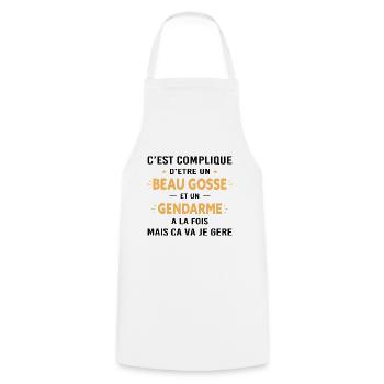 Beaugosse Gendarme Cadeau gendarme - Tablier de cuisine - blanc - Devant - AI Model Male 185 dark (185cm)