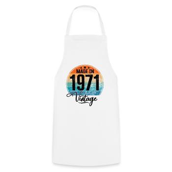 Vintage Made in 1971 Year of birth 1971 Birthday - Cooking Apron - white - Front - AI Model Male 185 dark (185cm)