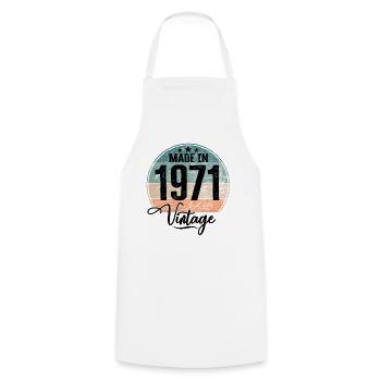 Vintage Made in 1971 Year of birth 1971 Birthday - Cooking Apron - white - Front - AI Model Male 185 dark (185cm)
