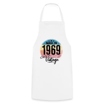 Millésime Fabriqué en 1969 Année de naissance 1969 Anniversaire - Tablier de cuisine - blanc - Devant - AI Model Male 185 dark (185cm)