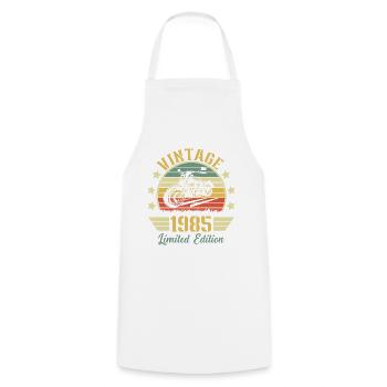 Vintage 1985 Retro Motorcycle Birthday Gift - Cooking Apron - white - Front - AI Model Male 185 dark (185cm)
