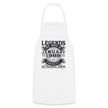 Né 1988 Janvier 35th anniversaire Homme cadeau - Tablier de cuisine - blanc - Devant - AI Model Male 185 dark (185cm)