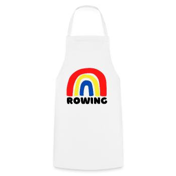 Rowing Rainbow. - Cooking Apron - white - Front - AI Model Male 185 dark (185cm)