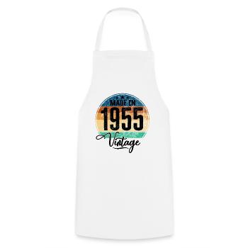 Vintage Made in 1955 Year of birth 1955 Birthday - Cooking Apron - white - Front - AI Model Male 185 dark (185cm)