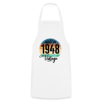 Millésime fabriqué en 1948 Année de naissance 1948 Anniversaire - Tablier de cuisine - blanc - Devant - AI Model Male 185 dark (185cm)