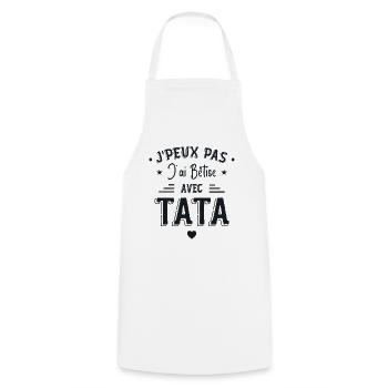J'ai Bêtise Avec Tata - Tablier de cuisine - blanc - Devant - AI Model Male 185 dark (185cm)