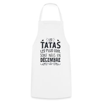 Anniversaire Tante Tata Décembre Cadeau - Tablier de cuisine - blanc - Devant - AI Model Male 185 dark (185cm)