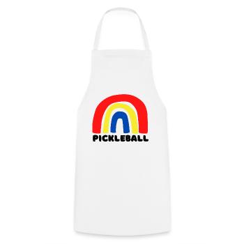 Pickleball Regenbogen - Kochschürze - Weiß - Vorne - AI Model Male 185 dark (185cm)
