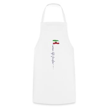 Neue iranische Flagge Kein Hijab weibliche Faustunterstützung - Kochschürze - Weiß - Vorne - AI Model Male 185 dark (185cm)