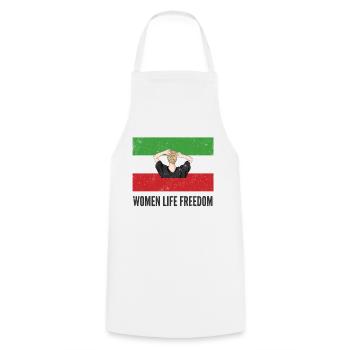 Iranische Flagge Kein Hijab Frauen Leben Kostenlose Unterstützung - Kochschürze - Weiß - Vorne - AI Model Male 185 dark (185cm)