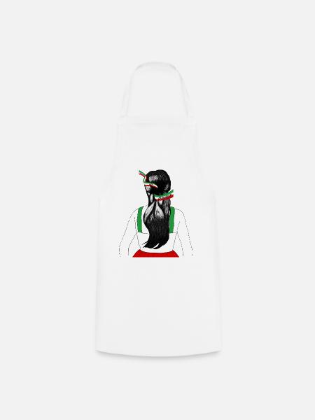 Bandera iraní sin hiyab mujer cabello suelto soporte - Forklæde - hvid