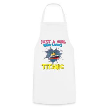 Titanic Ship, This Girl Loves the RMS Titanic - Cooking Apron - white - Front - AI Model Male 185 dark (185cm)