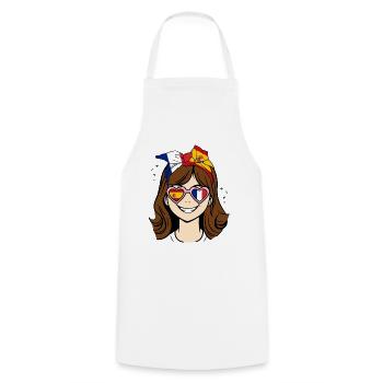Moitié Français Moitié Espagnol petite fille, Espagne - Tablier de cuisine - blanc - Devant - AI Model Male 185 dark (185cm)