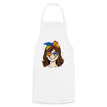 Half Ukrainian Half Spanish little Girl, Spain - Cooking Apron - white - Front - AI Model Male 185 dark (185cm)