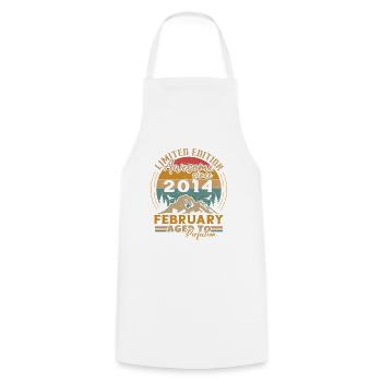 February 2014 Vintage Birthday 2014 Gift - Cooking Apron - white - Front - AI Model Male 185 dark (185cm)