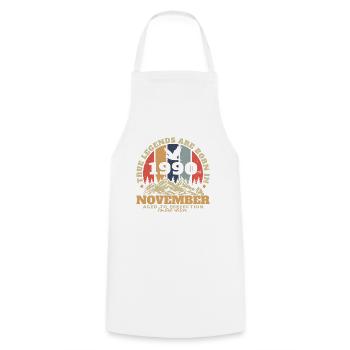 November 1990 Vintage Birthday Gift - Cooking Apron - white - Front - AI Model Male 185 dark (185cm)