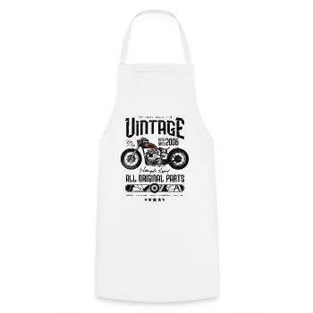 Vintage Motorrad Biker Motorrad Geburtstag 2006 - Kochschürze - Weiß - Vorne - AI Model Male 185 dark (185cm)