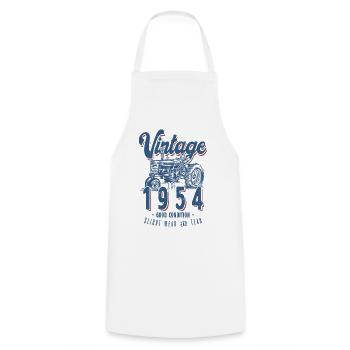 Vintage Tractor Farmer Birthday Born In 1954 - Cooking Apron - white - Front - AI Model Male 185 dark (185cm)