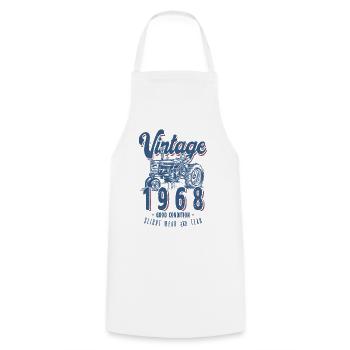 Anniversaire Fermier Tracteur Vintage Né En 1968 - Tablier de cuisine - blanc - Devant - AI Model Male 185 dark (185cm)
