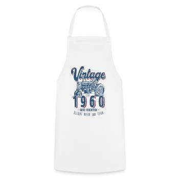 Anniversaire Fermier Tracteur Vintage Né En 1960 - Tablier de cuisine - blanc - Devant - AI Model Male 185 dark (185cm)