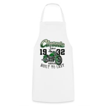 Motorcycle Bikers Motorbike Birthday Born In 1932 - Cooking Apron - white - Front - AI Model Male 185 dark (185cm)