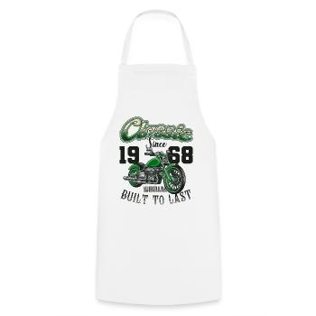 Motorcycle Bikers Motorbike Birthday Born In 1968 - Cooking Apron - white - Front - AI Model Male 185 dark (185cm)