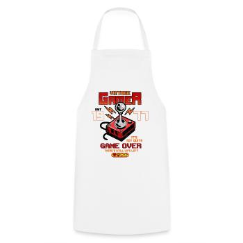 Vintage Gamer Since 1977 Funny Birthday Gaming - Cooking Apron - white - Front - AI Model Male 185 dark (185cm)