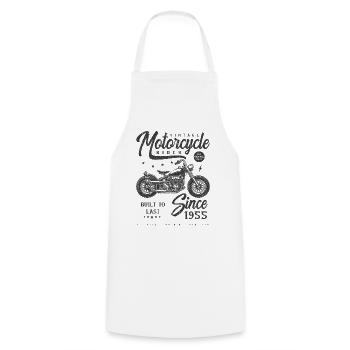 Vintage Motorcycle Biker Birthday Born In 1955 - Cooking Apron - white - Front - AI Model Male 185 dark (185cm)