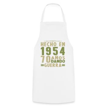 Hergestellt im Jahr 1954 70 Jahre altes Geburtstagsgeschenk - Kochschürze - Weiß - Vorne - AI Model Male 185 dark (185cm)