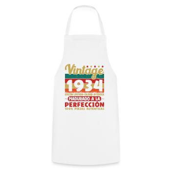 Vinatge 1934 Cadeau d’anniversaire - Tablier de cuisine - blanc - Devant - AI Model Male 185 dark (185cm)