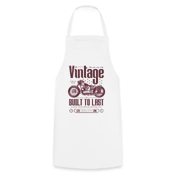 Vintage Motorcycle Bikers Motorbike Birthday 1980 - Cooking Apron - white - Front - AI Model Male 185 dark (185cm)