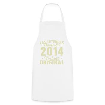 Original 2014 Vinatge Birthday Gift - Cooking Apron - white - Front - AI Model Male 185 dark (185cm)