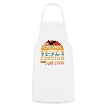 Vinatge 1974 Cadeau d'anniversaire - Tablier de cuisine - blanc - Devant - AI Model Male 185 dark (185cm)