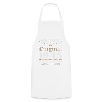 Cadeau d'anniversaire Vinatge 1945 - Tablier de cuisine - blanc - Devant - AI Model Male 185 dark (185cm)