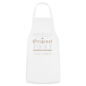 Cadeau d'anniversaire Vinatge 1947 - Tablier de cuisine - blanc - Devant - AI Model Male 185 dark (185cm)