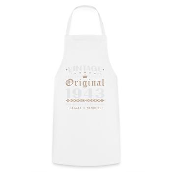 Cadeau d'anniversaire Vinatge 1943 - Tablier de cuisine - blanc - Devant - AI Model Male 185 dark (185cm)