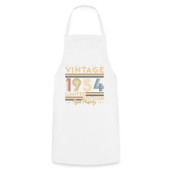 Vinatge 1954 Cadeau d'anniversaire - Tablier de cuisine - blanc - Devant - AI Model Male 185 dark (185cm)