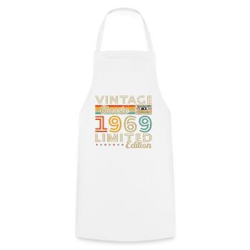 Vinatge 1969 Geburtstagsgeschenk - Kochschürze - Weiß - Vorne - AI Model Male 185 dark (185cm)