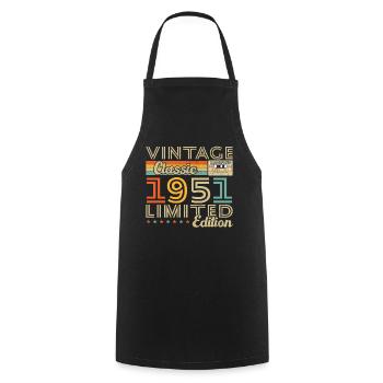 Vinatge 1951 Geburtstagsgeschenk - Kochschürze - Schwarz - Vorne - AI Model Male 185 dark (185cm)