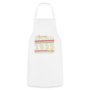 Original 1935 Vintage Retro Anniversary Gift - Cooking Apron - white - Front - AI Model Male 185 dark (185cm)