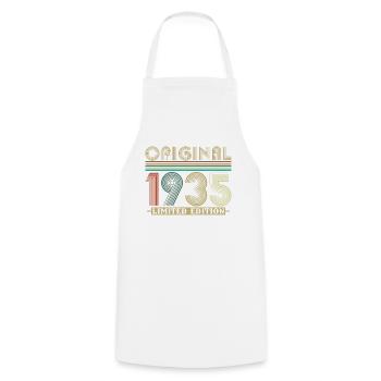Original 1935 Vintage Retro Anniversary Gift - Cooking Apron - white - Front - AI Model Male 185 dark (185cm)