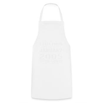 20 Years Birthday Gift Born In January 2005 - Cooking Apron - white - Front - AI Model Male 185 dark (185cm)